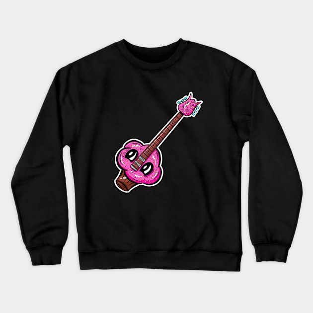 Cupcake Guitar Cartoon Crewneck Sweatshirt by Squeeb Creative